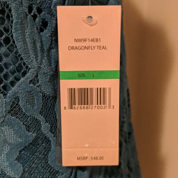 NWT Nanette Lepore Large TealBlue Lace Tank Blouse - Picture 4 of 11